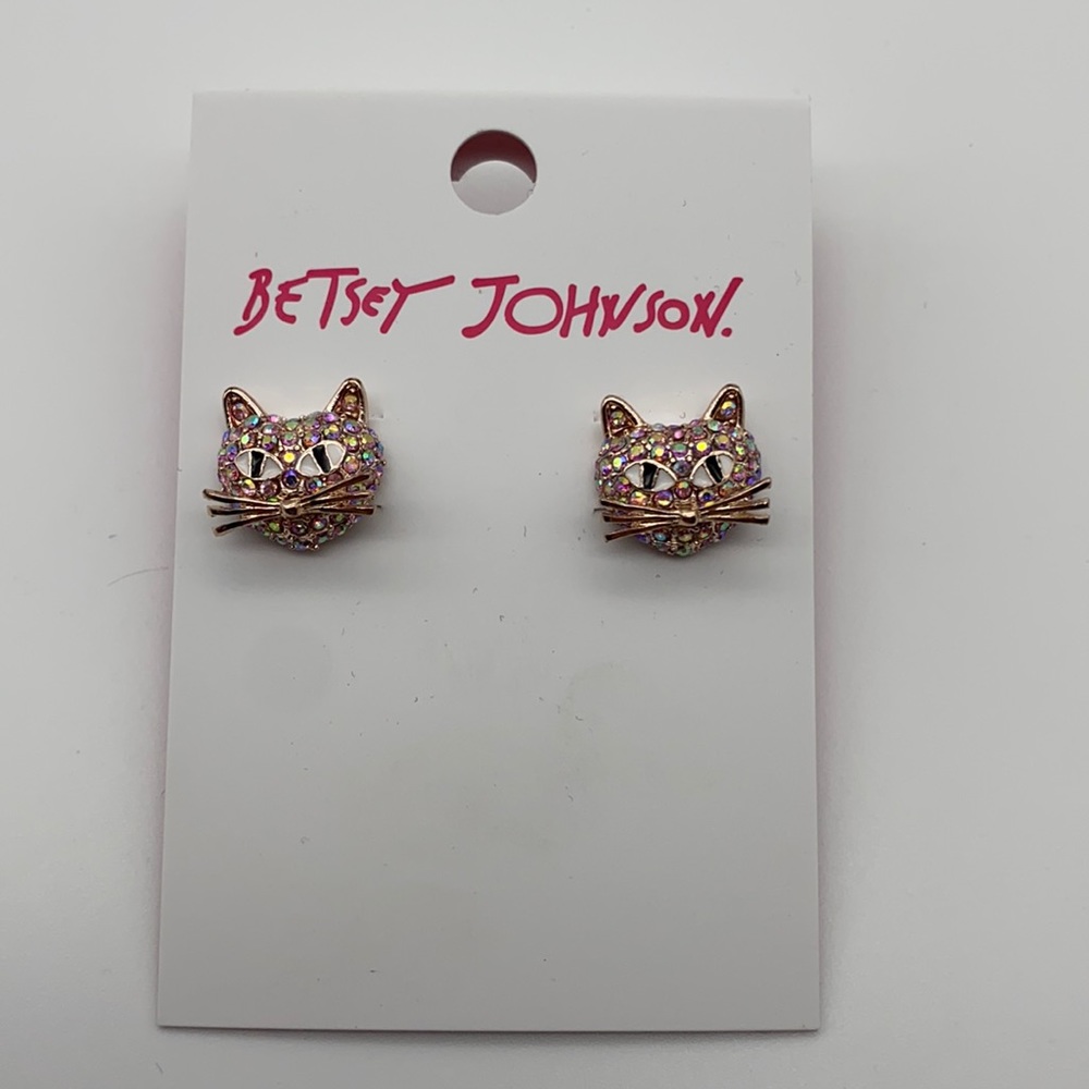 Betsy Johnson “Cat stud earrings”